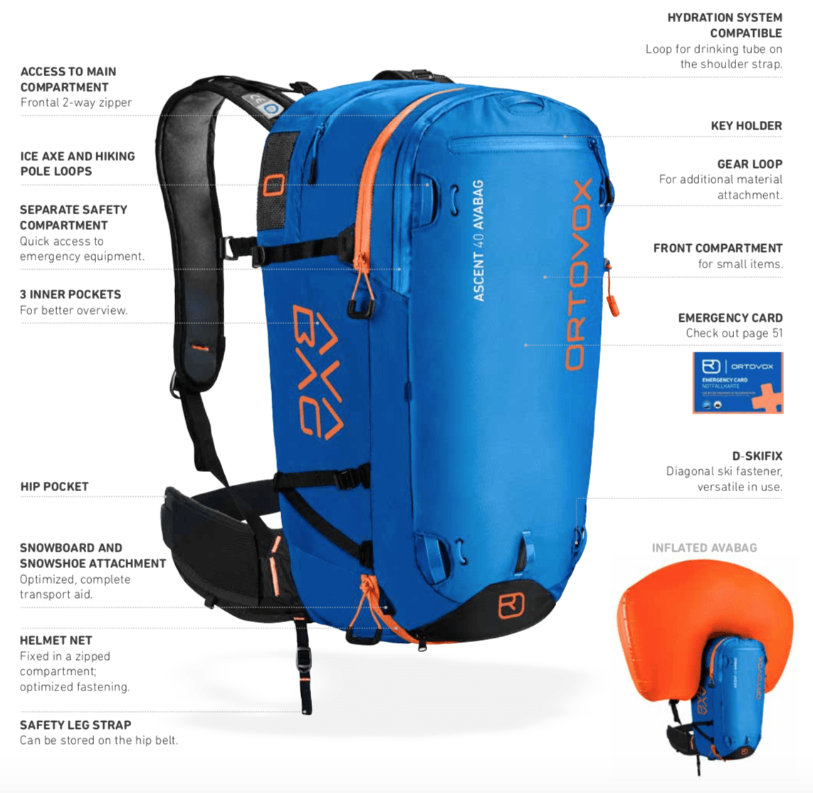 Ortovox Ascent 40 Avabag Unit Features
