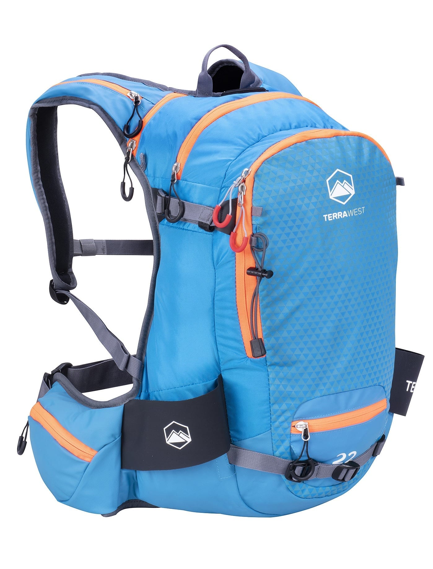 Terrawest Core 22 Backpack with Recco & Back Protector – Ocean Blue/Orange