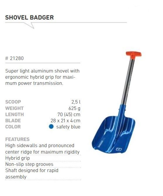 Information and Features - Ortovox Badger Shovel