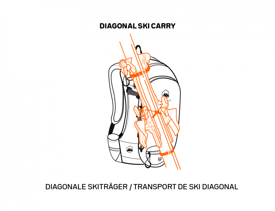 Terrawest Core 22 Litre Backpack -Diagonal Ski Carry