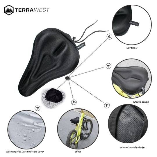 TerraWest Gel Bike Seat Cushion + Rain Cover