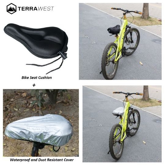TerraWest Gel Bike Seat Cushion + Rain Cover