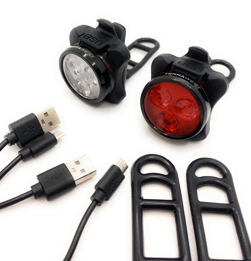 USB Rechargeable Double Switch Cycling Lights IP65 Waterproof Mountain Road Cycle Headlight and Taillight Set for Men Women Kids 8/12 Modes Super Bright 6 LED Front and Back Rear Bicycle Light Bike Lights Set 